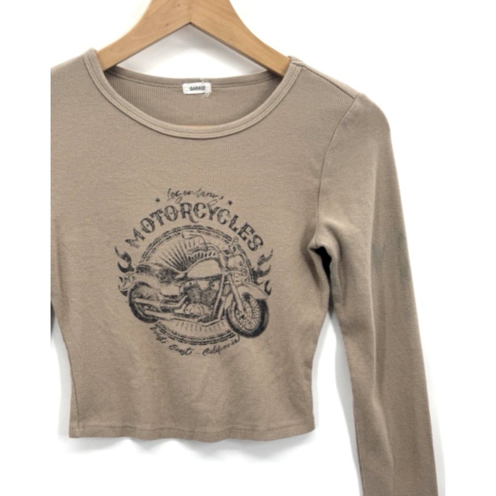 Y2K Garage Women Small Cropped Baby Tee Motorcycle Streetwear Indie Grunge Urban